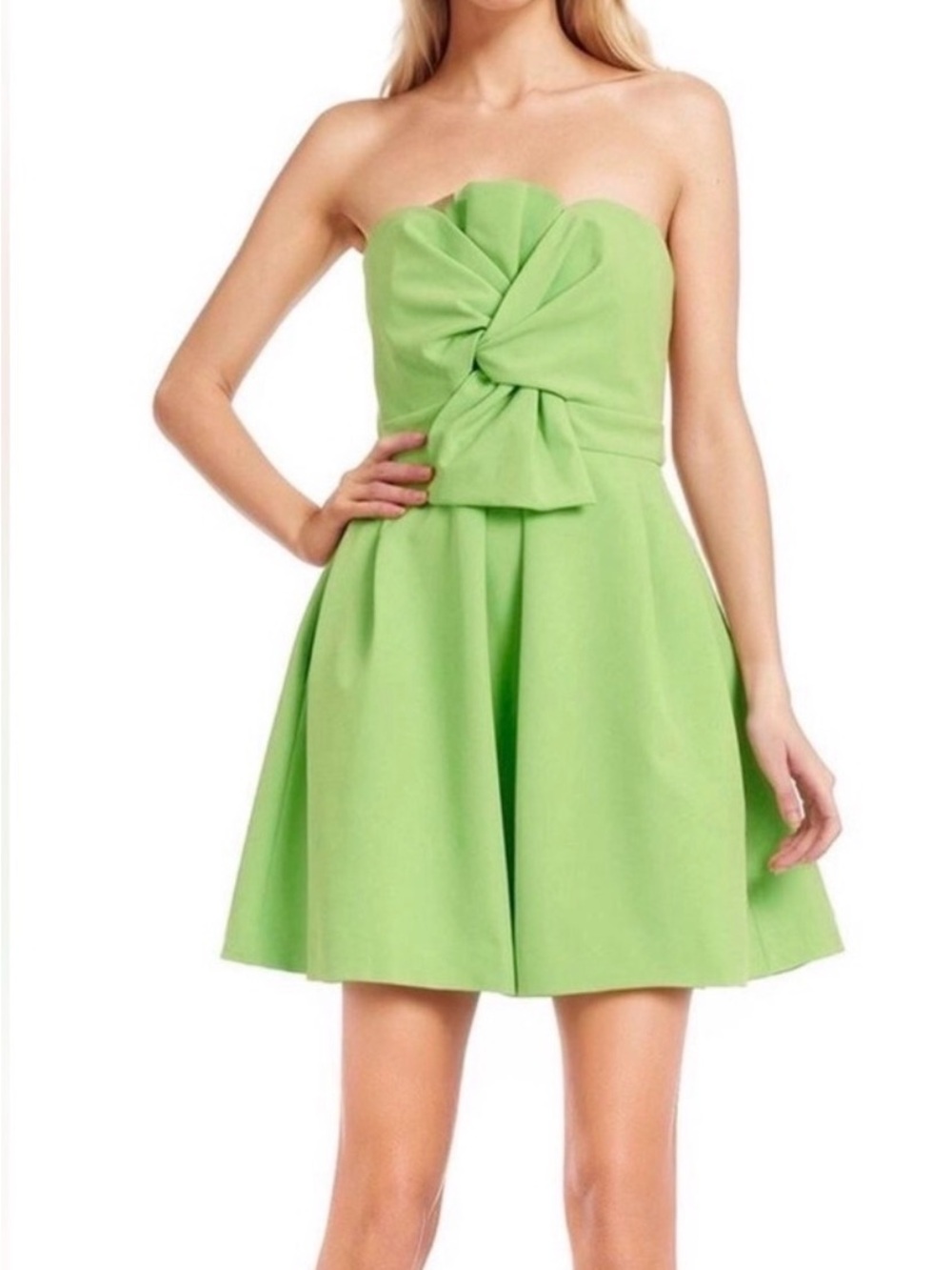 Jewel Badgley Mischka Lime Strapless Circle Skirt